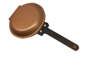 Outdoor Portable Covered Frying Pan Non-Stick Pan (Color: brown)