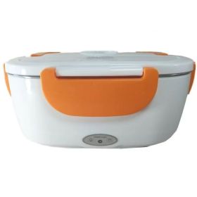 Insulated Lunch Box Large Capacity Heated Electric Lunch Box Stainless Steel Car Bento Box (Option: Orange-European Standard)