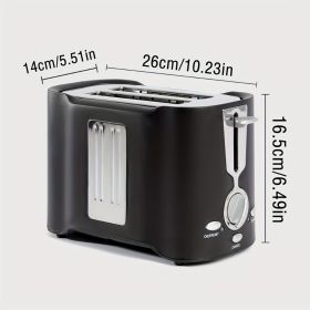 2 Slice Toaster, Quick & Even Results Every Time, Wide Slots Fit Any Size Bread Drop-Down Crumb Tray For Easy Clean Up, Stainless (Color: black)
