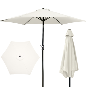 Only Supports Self Pickup  Outdoor Patio Umbrella With Push-button Tilt And Crank Handle, Beach Umbrella For Shade With 6 Sturdy Metal Ribs, UV And Wa (Option: Creamy White)