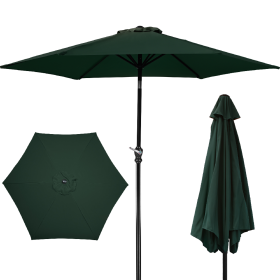 Only Supports Self Pickup  Outdoor Patio Umbrella With Push-button Tilt And Crank Handle, Beach Umbrella For Shade With 6 Sturdy Metal Ribs, UV And Wa (Option: Dark green)