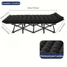 Black Heavy Duty Foldable Camp Cot With Storage Bag - Portable For Travel, Home Office & RV Trips (Color: black)
