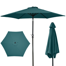 Only Supports Self Pickup  Outdoor Patio Umbrella With Push-button Tilt And Crank Handle, Beach Umbrella For Shade With 6 Sturdy Metal Ribs, UV And Wa (Option: Peacock Blue)