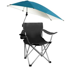 1Pc Foldable Beach Chair With Sun Canopy Cup Holder Carry Bag Adkustable Armrest Detachable Umbrella 220.5lbs Max Load Fedex Shipping (Color: black)