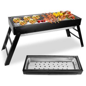 1Pc Foldable Charcoal BBQ Grill Stainless Steel Grill Net Easy Setup Portable Tabletop Barbecue Grill For Camping Picnic Outdoor Party Yard Fedex Ship (Option: Standard)