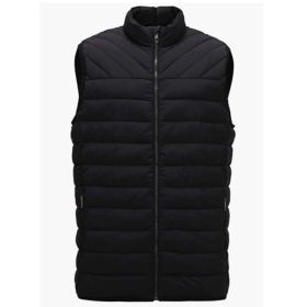 Men's Winter Lightweight Puffer Vest Outdoor Casual Thicken Stand Collar Padded Vest (size: large)
